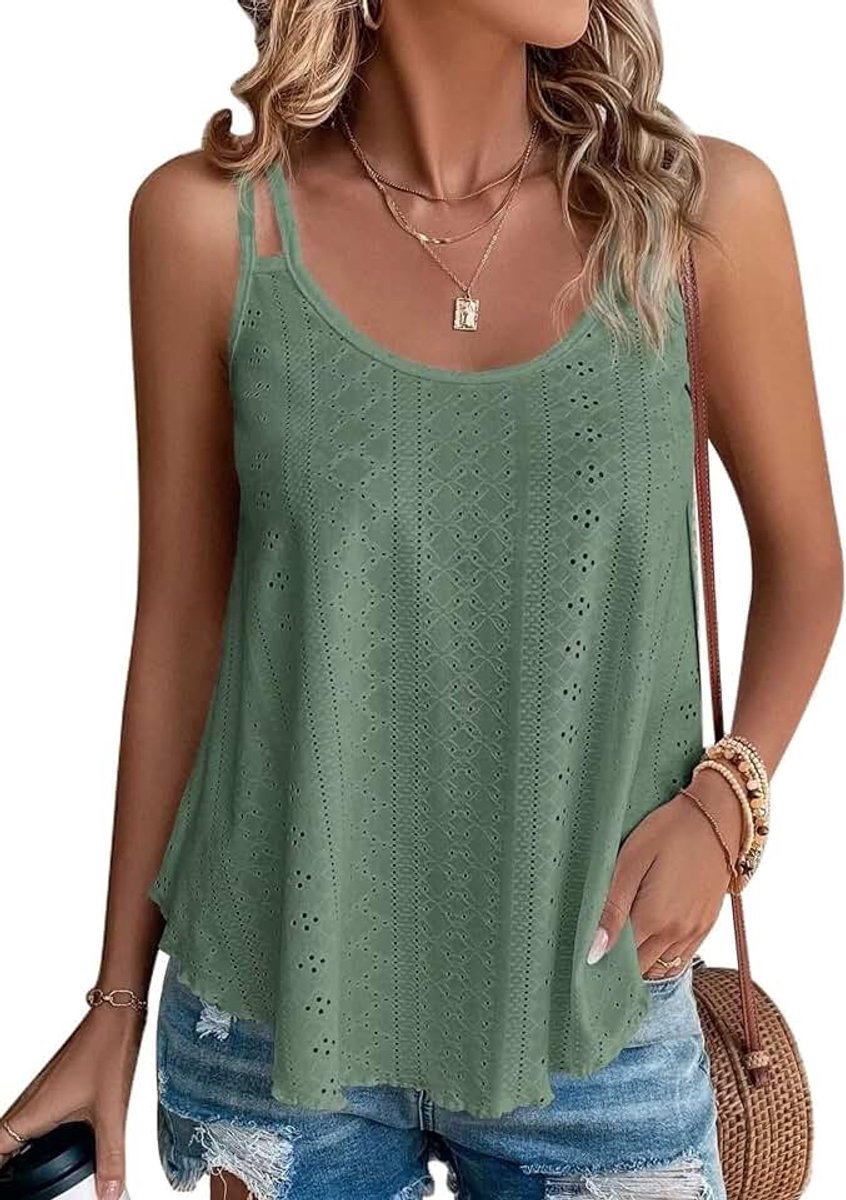 Tanktop voor dames, zomer, spaghetti bovenstuk, zomermode, mouwloos shirt voor dames
