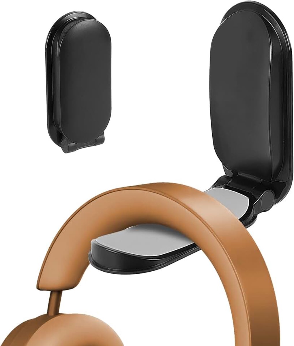 Hoofdtelefoonhouder, opvouwbaar, bureauhouder, zelfklevend, met antislip siliconen kussen, haak voor kantoor, voor gaming-hoofdtelefoon, accessoires