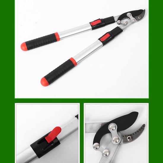 Telescopische snoeischaar - Voor het handmatig snoeien van takken en bladeren - Papegaaienbekvormig blad - Tuinschaar - 51-72 cm - Antislip handgreep - Geschikt voor het snoeien van takken van verschillende diktes - Rood — afbeelding 4