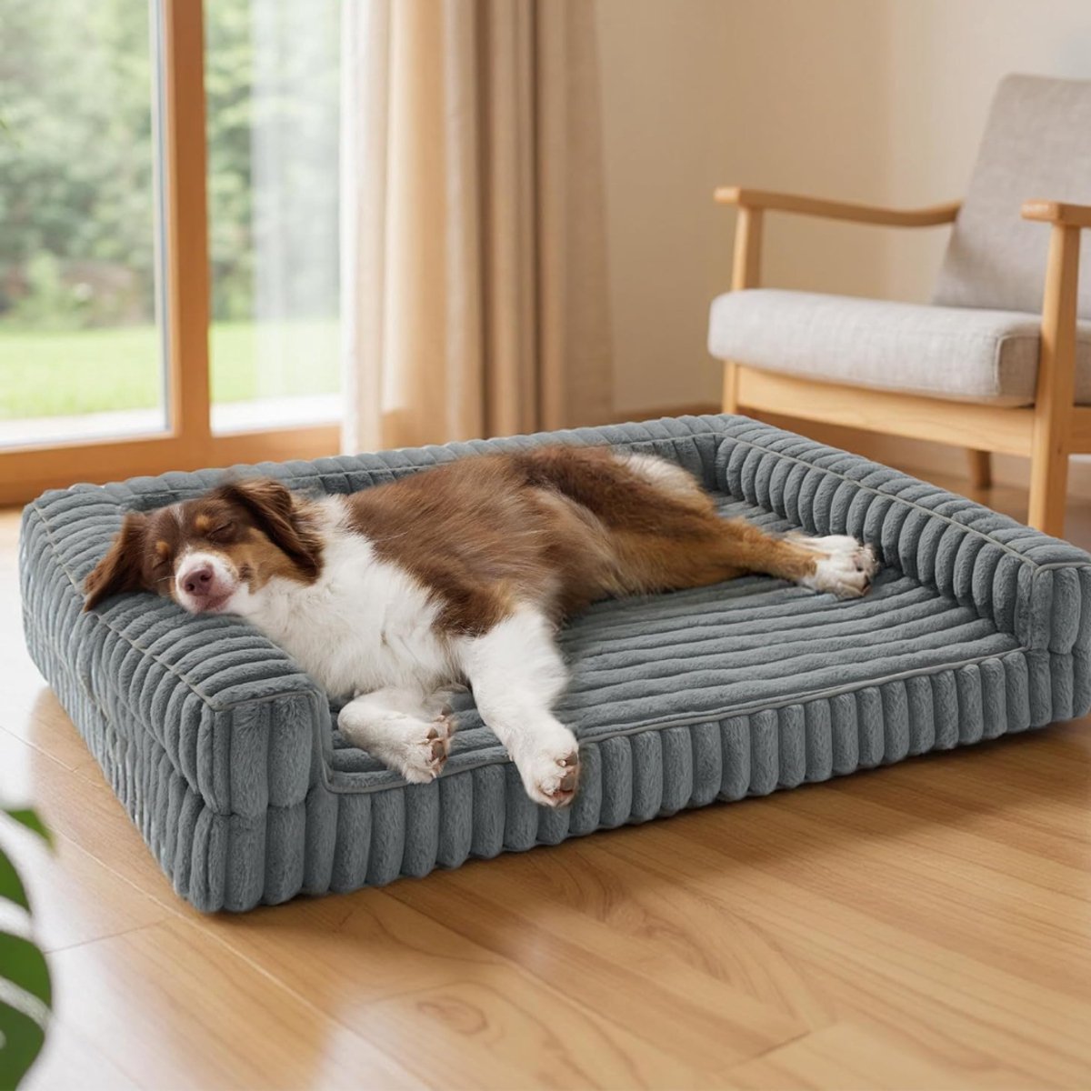 LNMsolutions® Hondenmand - Hondenkussen - Hondensofa - Grijs - 89cm x 64cm x 18cm