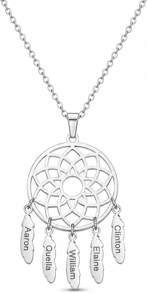 Dromenvanger Hanger Ketting Geometrische Mandala Veer Roestvrij Staal Hol voor Vrouwen