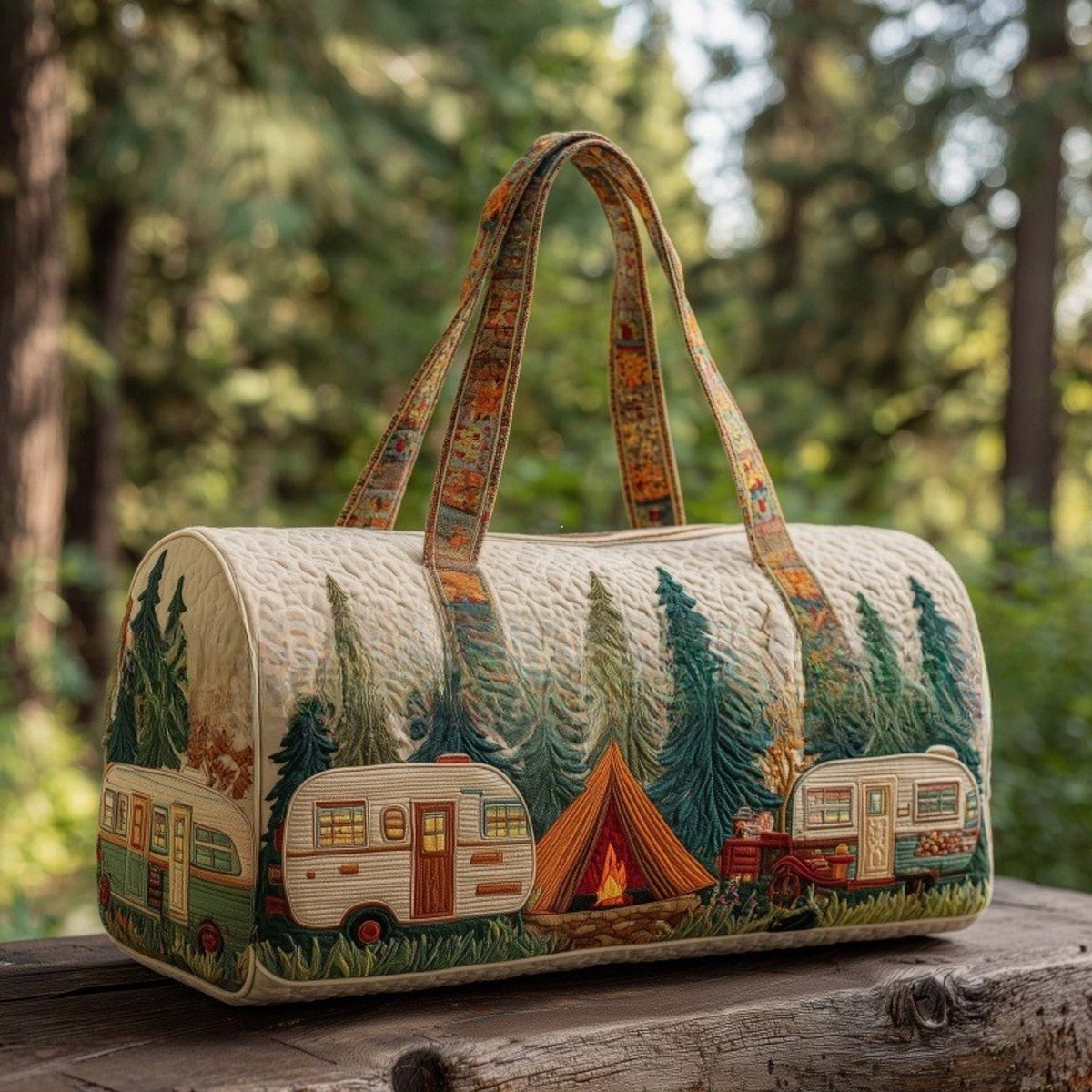 Textielen tas, retro bloemenprint in 3D-stijl, boho-stijl voor reizen en sport, meerkleurig, groot (18 x 9 x 9 inch)，113 modellen