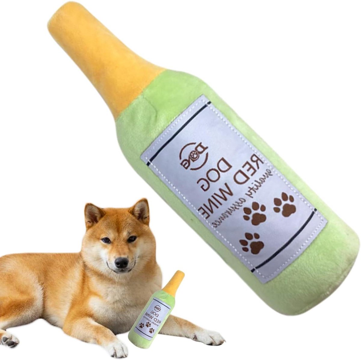 Hondenspeelgoed Wijnfles - Piepend speelgoed Puppy - Interactief Spel - Stimuleert Jachtinstinct - 28 cm - Lichtgroen