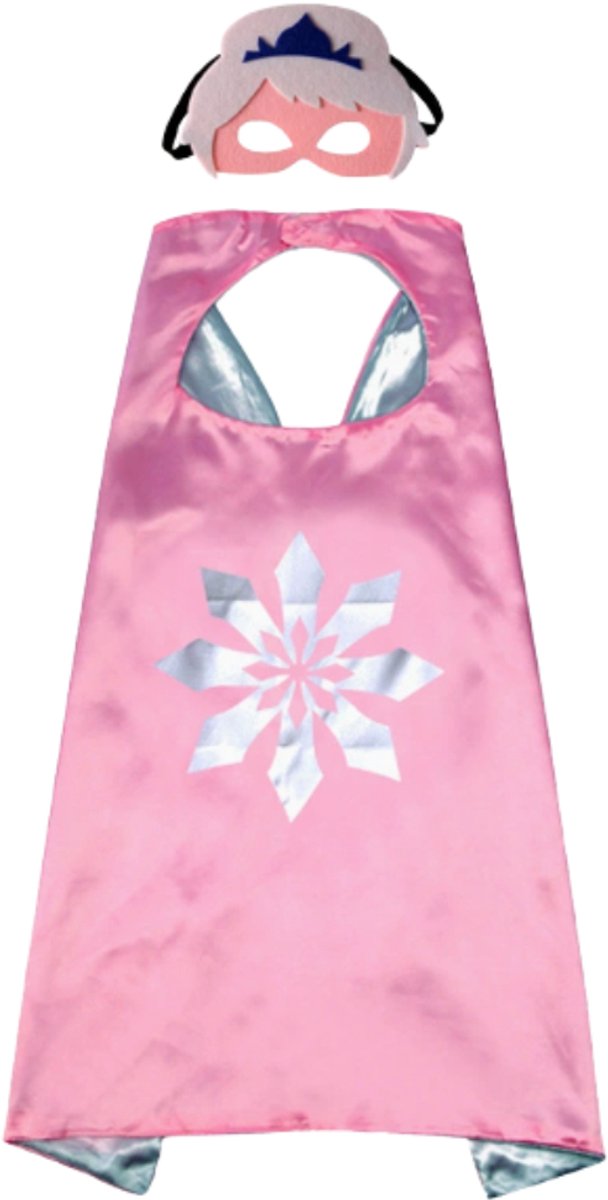 Joya Kids® IJsprinses Verkleedset | Winter Prinses Cape & Masker | Verkleedkleding Kind | Carnavalskleding Meisje | Sneeuwprinses Kostuum | Cape met Masker | | Roze — afbeelding 4