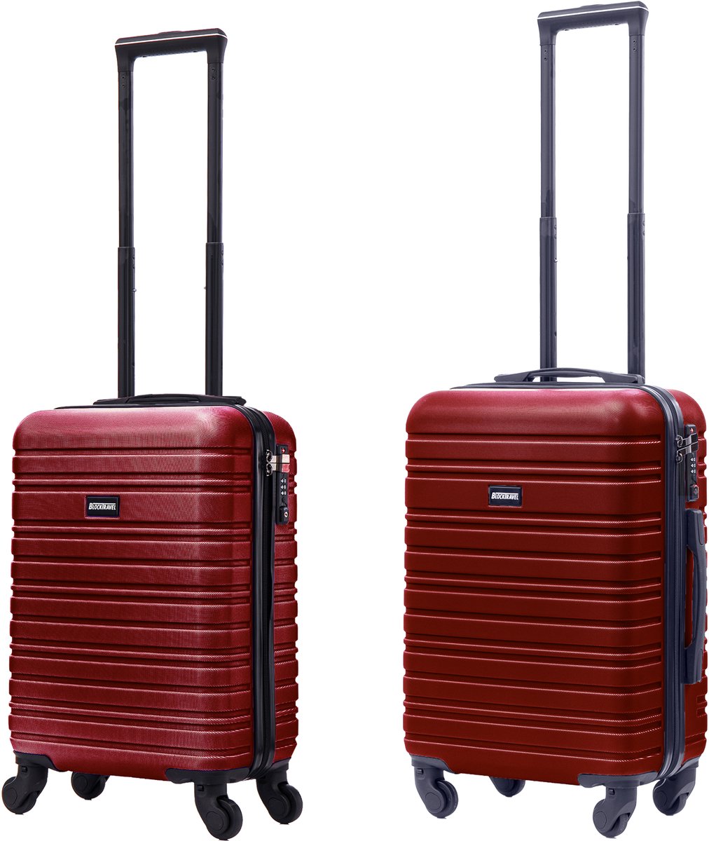 BlockTravel Kofferset 2 Delig - Handbagage Koffer en Reiskoffer met Wielen - Reiskoffer Handbagage Trolley - 29 en 39 Liter - ABS - Afneembare Wielen 360° - TSA Slot - Rood