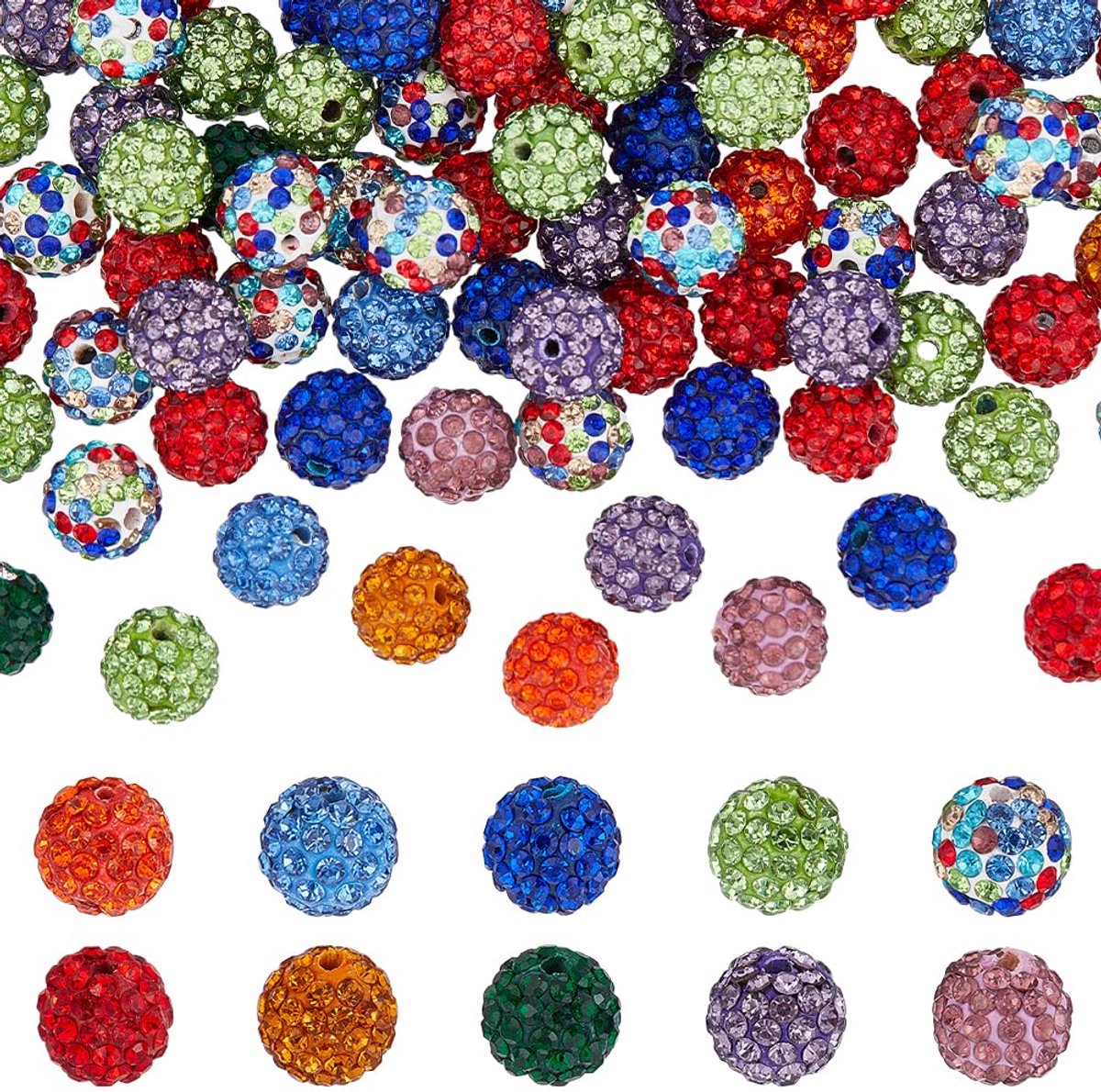 Elite 100 stuks 10 mm ronde kristallen strass pavé losse spacer kralen bal klei gemengde kleuren voor doe-het-zelf sieraden