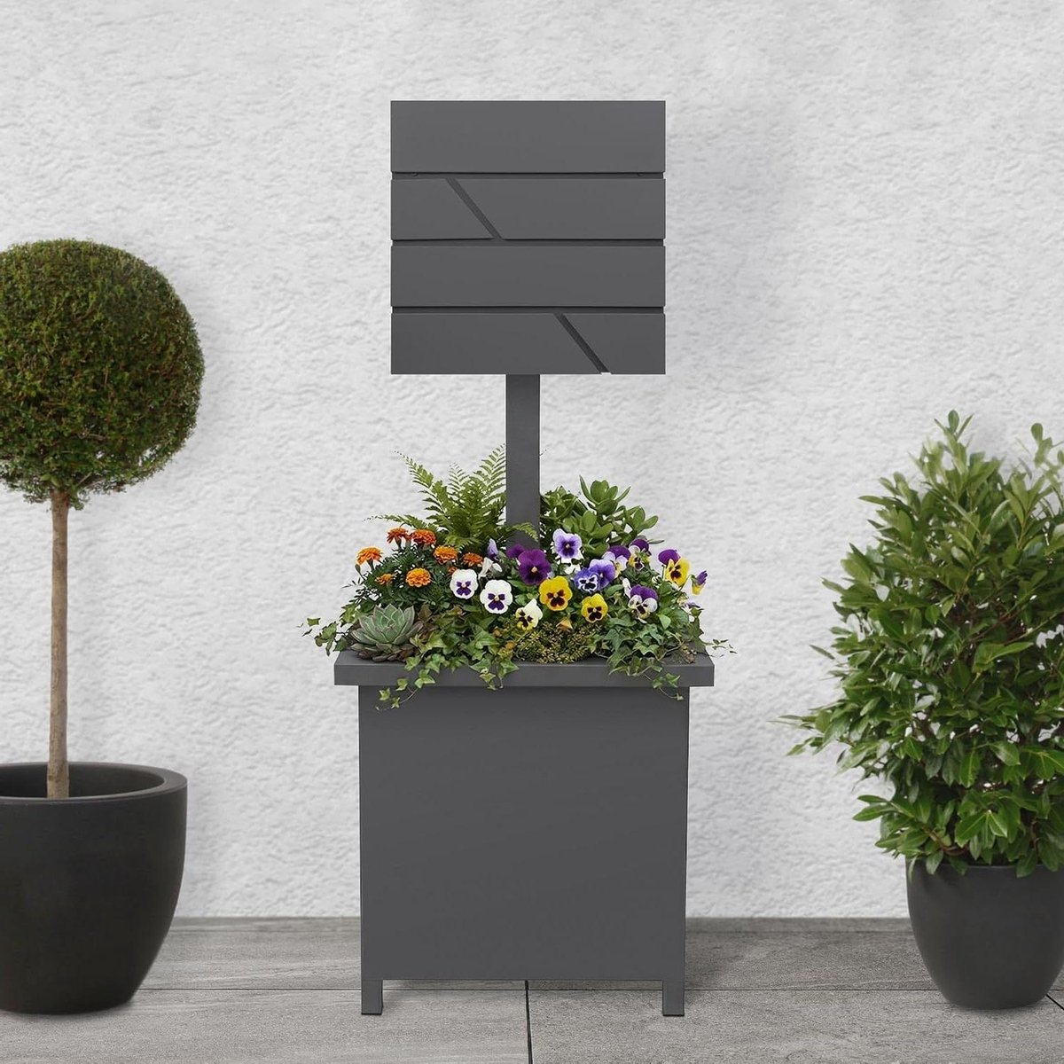 Staande brievenbus - Postbus met standaard - Post ontvangen - Met plantenbak - 120 cm hoog - Antraciet