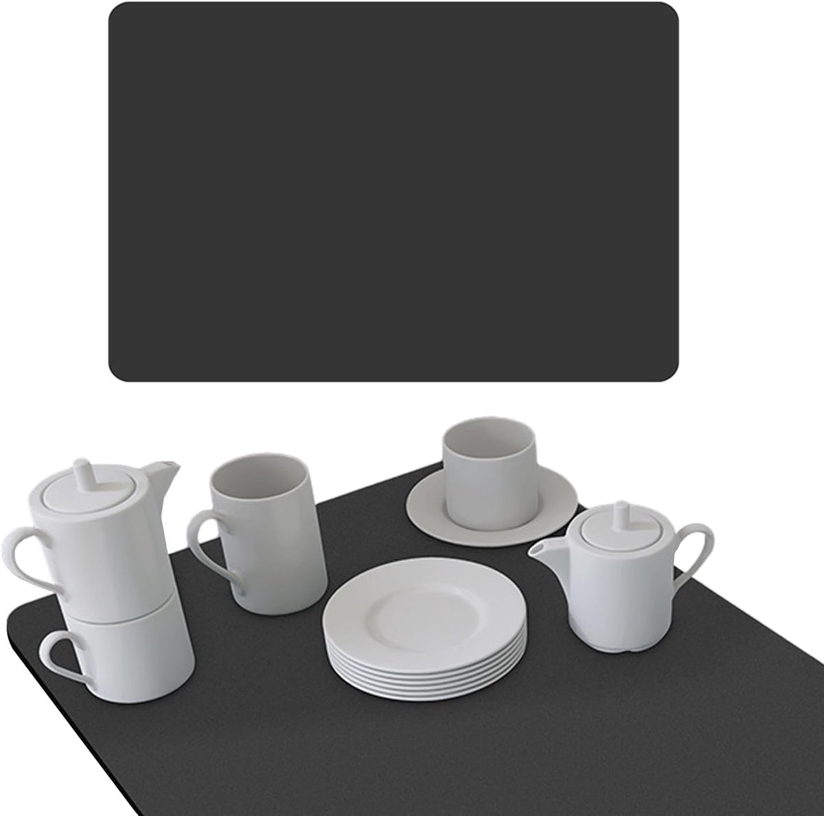 1 stuk drainagemat, antislip isolatiemat, absorberend werkblad, sneldrogende koffiemachinemat, geschikt voor keuken en gootsteen (donkergrijs)