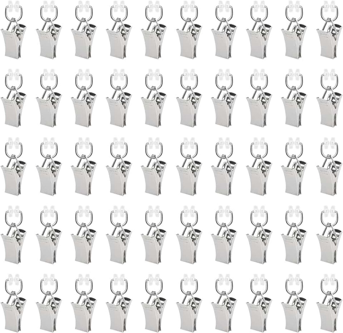 Gordijnklemmen, gordijnhaken met wieltjes, railglijders, gordijnrollen, metalen gordijnrollers, T-rails, gordijnclips voor gordijnhaken, douchegordijn, deurgordijnen, caravans (50 stuks)
