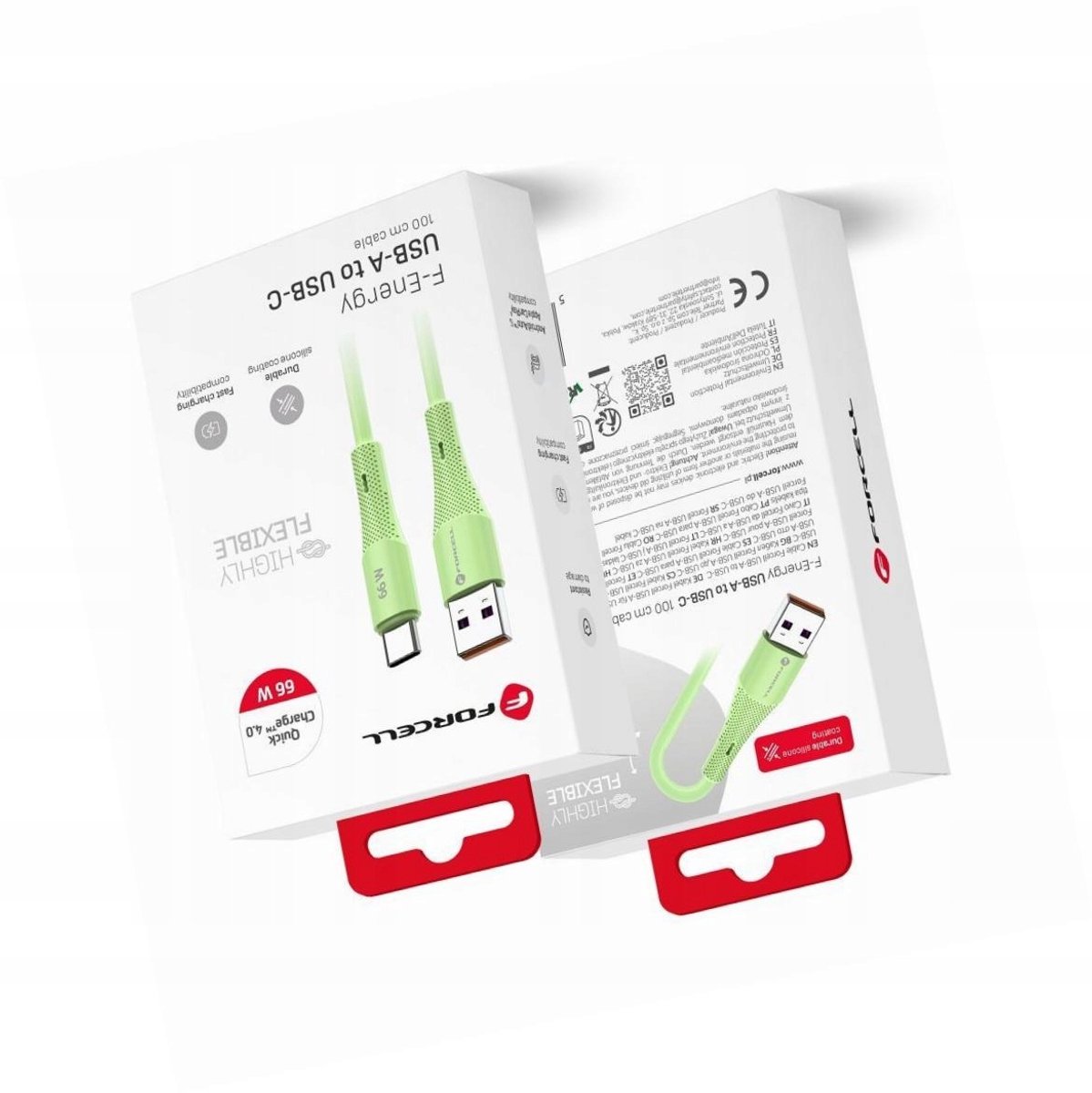 Forcell USB-A naar USB-C Kabel 66W QC4.0 1m Groen Android Auto