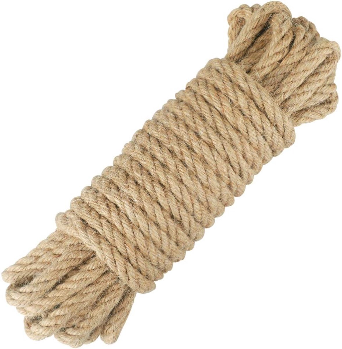 jijAcraft 10 mm dik henneptouw: 10 m natuurlijk jute touw 4-laags bruin tuin klim henneptouw sterk jute touw voor kattenboom en krabpaal, doe-het-zelf knutselprojecten, ophangen, tuingebruik