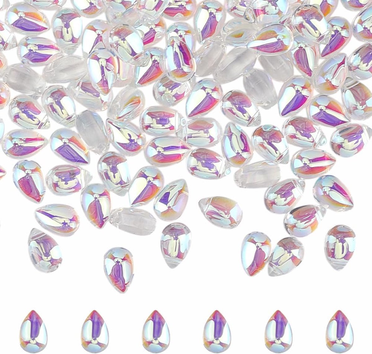 Kralen, 9 x 6 x 5 mm, transparante waterdruppel kristalglaskralen, willekeurige gemengde Tsjechische glaskralen, heldere AB-kralen, bedeltje voor doe-het-zelf