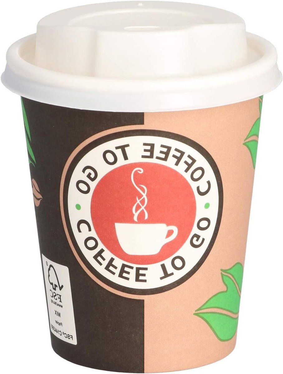 Koffiebeker - Papieren bekers - Koffie to go - FSC-gecertificeerd kraftpapier - 200 ml - Wit