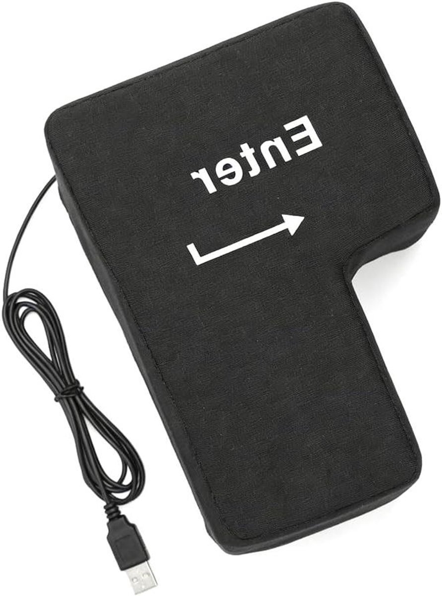 Grote Enter Knop - Anti-stress Kussen - Stress Verminderen - USB Aansluiting - 21x15x10CM - Zwart
