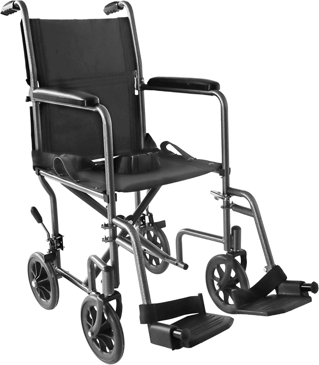 JCP® Rolstoel - Maximale Gewichtscapaciteit 100 kg - Rolstoel Lichtgewicht Opvouwbaar - Rolstoel Opvouwbaar - Zwart - 98cm x 54cm x 100cm