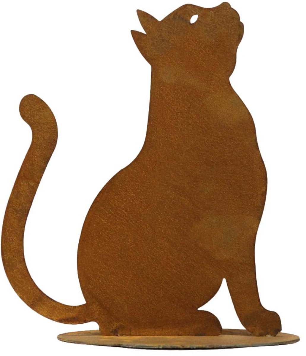 SnelShoppen - Tuinpaal van roestig metaal in kattenvorm - Unieke tuindecoratie voor buiten, sfeervolle tuinaccessoire, roestkleurig, perfecte aanvulli