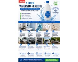 1 LITER WATERSTOFPEROXIDE – KRACHTIG REINIGINGSMIDDEL VOOR HUIS EN WERK. GESCHIKT VOOR HET REINIGEN VAN KEUKEN, BADKAMER, GLAS, SPIEGELS, TEGELS, RVS, KOELKAST, SANITAIR, WITTE WAS, HET VERWIJDEREN VAN VLEKKEN EN HET FRIS HOUDEN VAN OPPERVLAKKEN.