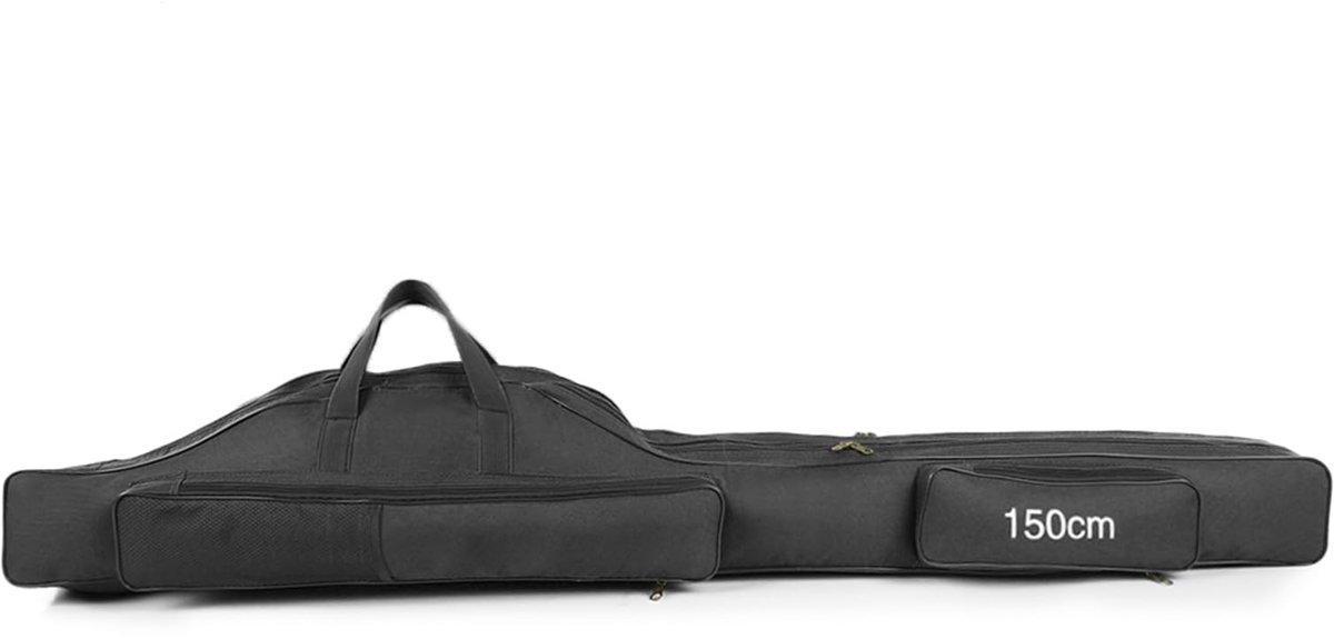 SnelShoppen - Draagbare Opvouwbare Visrutenzak voor Hengeluitrusting, Sportieve Reistas voor Vismolen en Vislijn, Zwart, 150 cm, Ideaal voor Camping e
