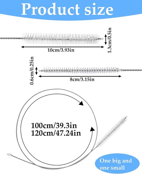 2-delige set, wit, 100 cm lang, flexibel en eenvoudig te hanteren, extra lange uitvoering, geschikt voor rietjes, slangen, flessen en koelkastafvoerslangen. — afbeelding 2