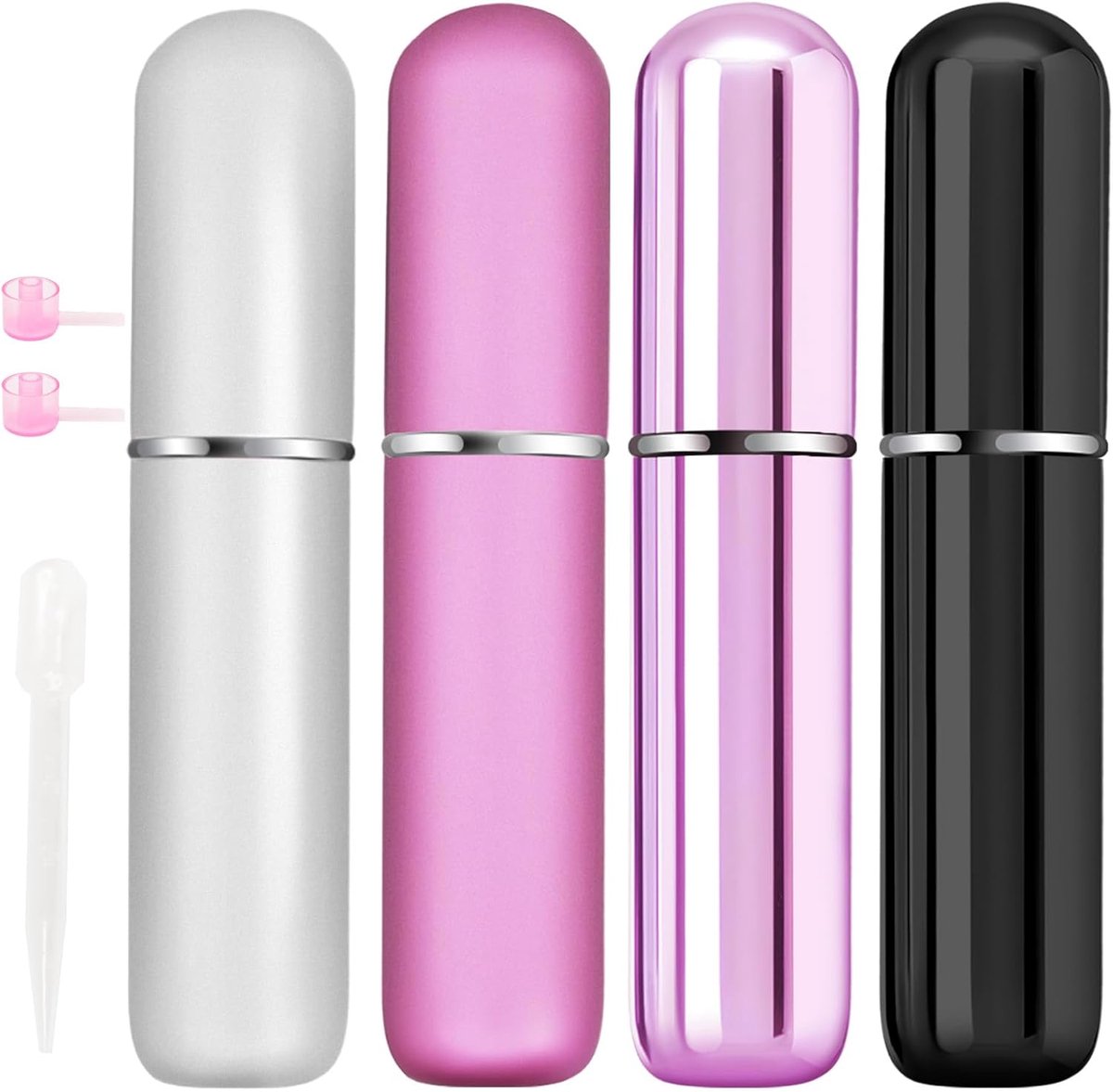 4-delige Mini Parfum Reisfles, Parfum Verstuiver Navulbaar, 5ML Spuitflessen, Draagbaar voor Reis Vakantie Vrouwen Man