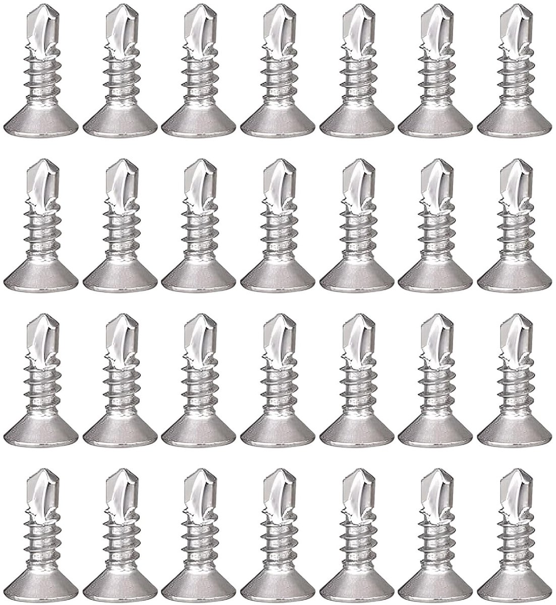 150 stuks 4,2 x 16 mm plaatstaal zelftappende schroeven, 410 roestvrij staal, Phillips verzonken kop, platte kop, zelfborende