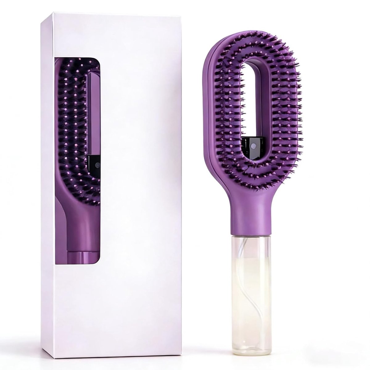 2-in-1 Borstel met Ingebouwde Waternevel - Ontklit en Anti-Pluis - Voor Nat en Droog Haar - Geschikt voor Alle Haartypes - Paars