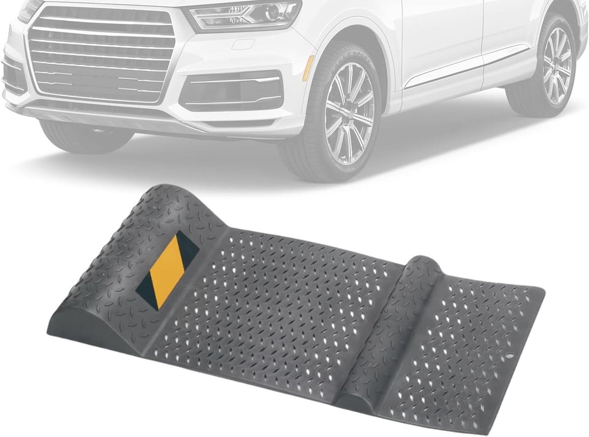 Parkeerstop - Wielstop Bandenblok - Voertuig Positioneren - Antislip Ontwerp - 52 x 26 x 6 cm - Zwart