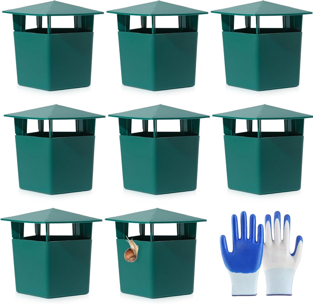 8 stuks slakkenval tuin, anti-slakken met handschoenen, milieuvriendelijke bierslakkenval, naaktslakkenval, slakkenafweer, veilige en zeer efficiënte slakkenbestrijding voor verhoogde bloembedden