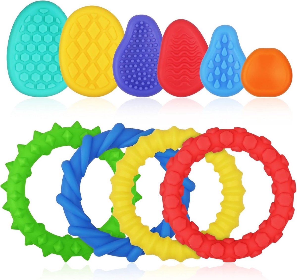 Sensorische armbanden, 4 stuks polsband, fidget-decompressiespeelgoed + 6 stuks speelgoed sensorische stenen, emotioneel rustgevend speelgoed, stressverzachtend speelgoed voor kinderen en