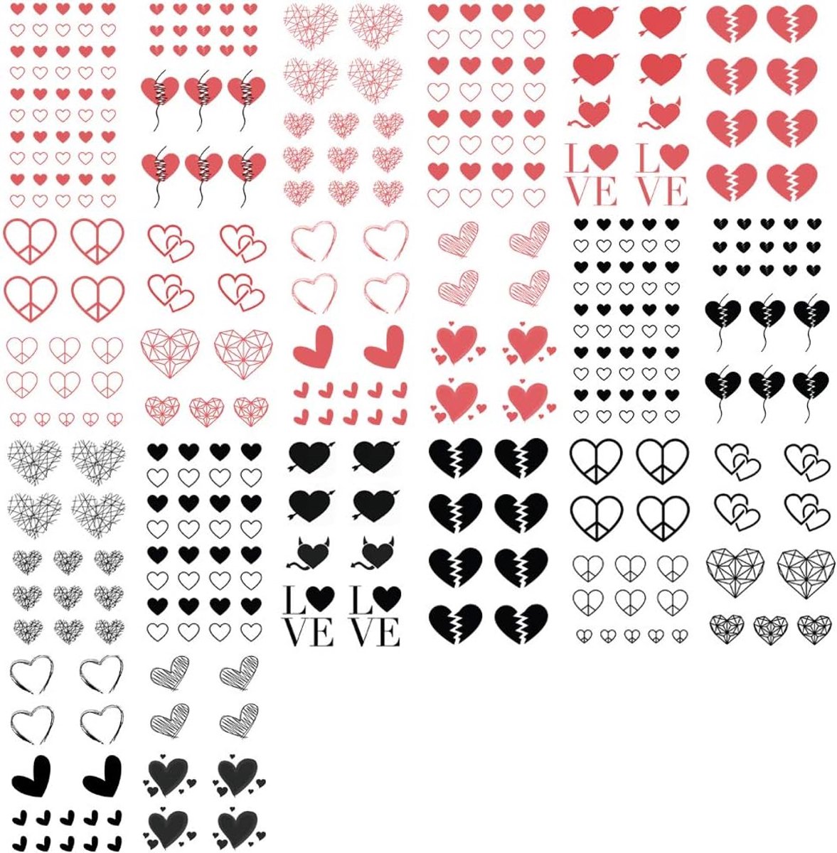Tijdelijke Tattoos 15 Ontwerpen 2 Kleuren 360 Patronen, Waterdichte Valentines Decal Tattoo Stickers voor Vrouwen