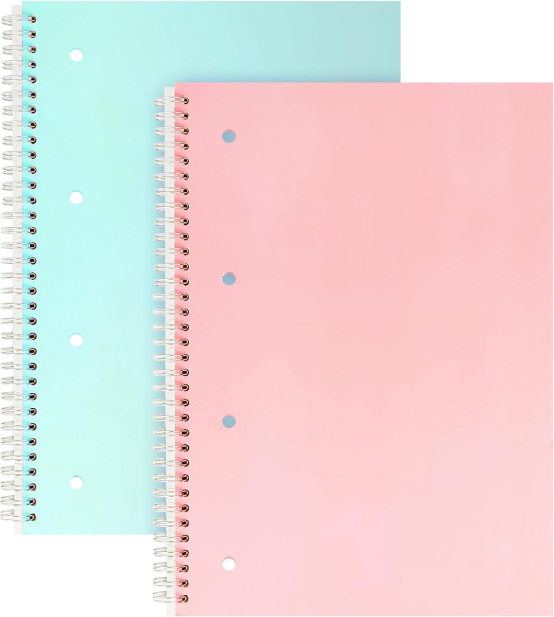 2 stuks A4 spiraalboek, 160 pagina's, gelinieerd papier, 8 mm lijnen met rand, geperforeerd notitieboek met 4 gaten, voor universiteit, studie, school, examenvoorbereiding, kantoornotities