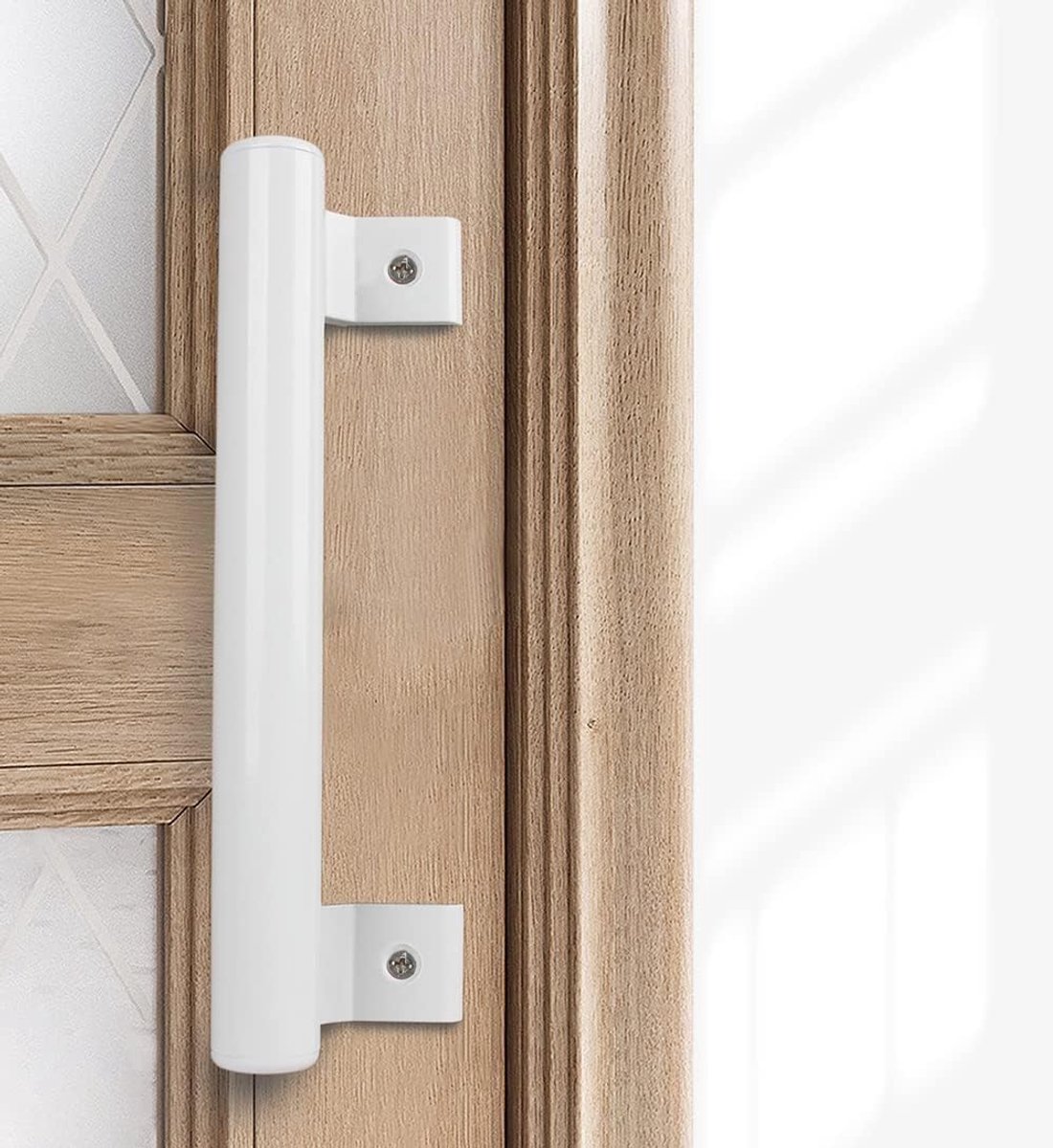 Witte aluminiumlegering, handgreep, balkon, schuifdeur, schuifdeur, greep, tuindeurgreep zijgreep met bevestigingsschroeven