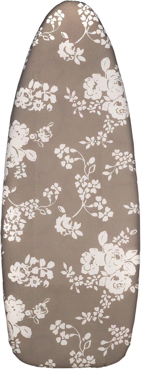 Gewatteerde strijkplankovertrek van katoen | Afmetingen: 140 x 60 cm | Grijs met bloemen