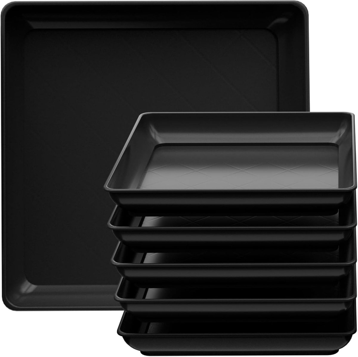 plantenschotel 26 cm 10 inch 5-pack, plantenbakken voor bloempotten, plantenwatervanger druppelschotels, plastic bodemgietplaten binnen en buiten - zwart