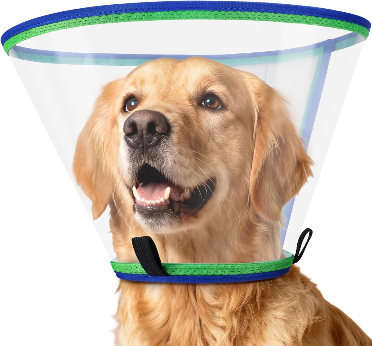 Hondenkraag, Transparante Kunststof Beschermkraag Tegen Likken, Verstelbare Hondenhalskraag, Ademende Herstelkraag voor Honden, Elizabethaanse Kraag voor Huisdieren (Maat 1, Blauw)