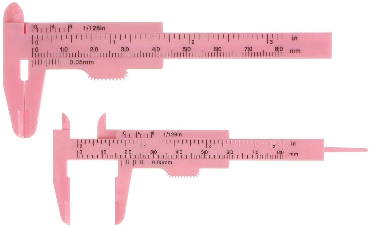 10 stuks mini-plastic schuifmaat 80 mm 3 inch schuifmaat schuifmaat draagbare liniaal meetgereedschap (metrisch/inch) roze