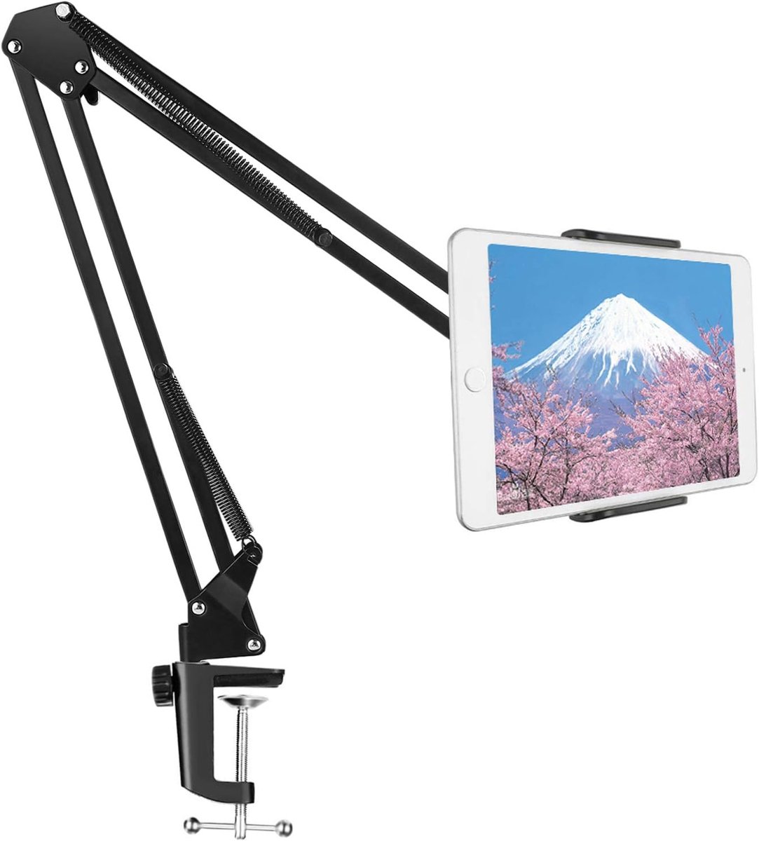 Tablet Stand voor Bed tablet arm Houder met Stevig Aluminium Arm voor iPad, iPad Air, iPhone X, iPhone 8/7, Samsung Galaxy of Andere 4,7~12,9 Inch-Schermapparaten (Zwart)