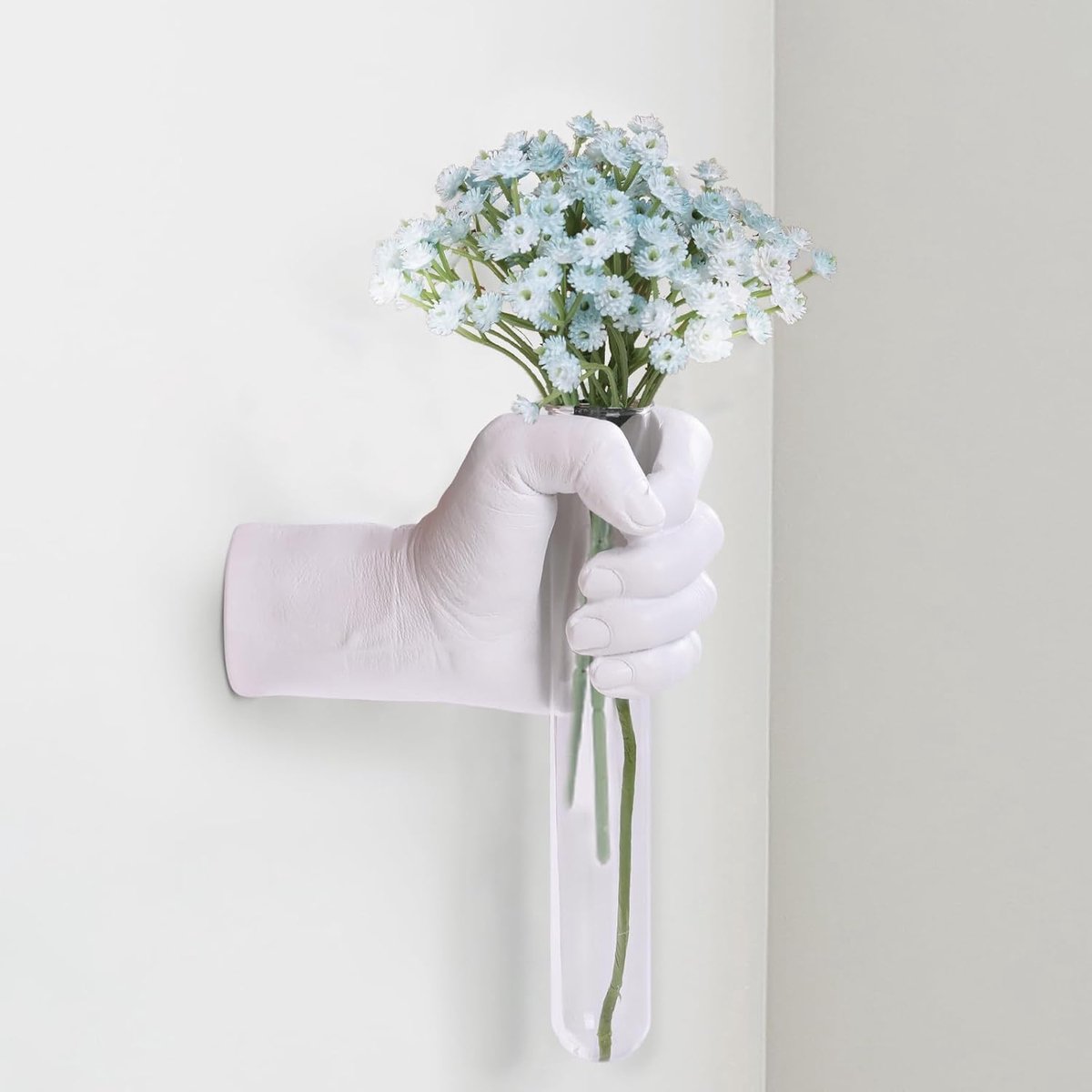 wandsculpturen, witte decoratieve handgemaakte vazen voor in huis, artistieke handgemaakte beelden om op te hangen met reageerbuisvazen
