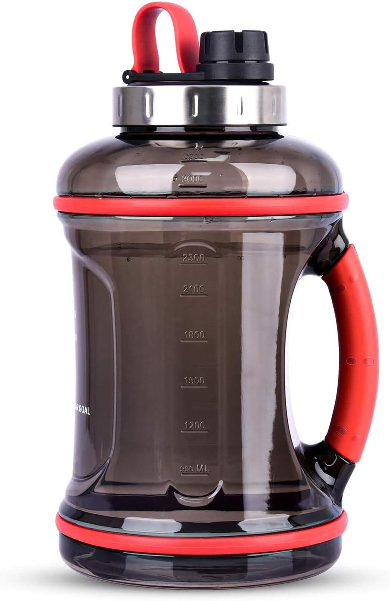 2.2L/3.2L Sportfles Waterfles met Handvat Eco-Vriendelijke BPA-vrije Waterkan Lekvrije Grote Gymfles Drinkfles voor Outdoor Fitness Fietsen Wandelen Camping Oefening(3.2L Zwart)