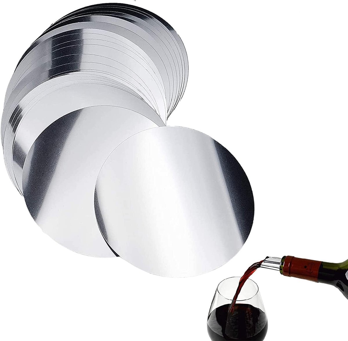 20 stuks wijnschenktuit druppelvrije schenktuit wijnflessen schenktuit thuis bar accessoires voor restaurant hotel bar bistro thuis, zilver, ovaal, aluminiumfolie