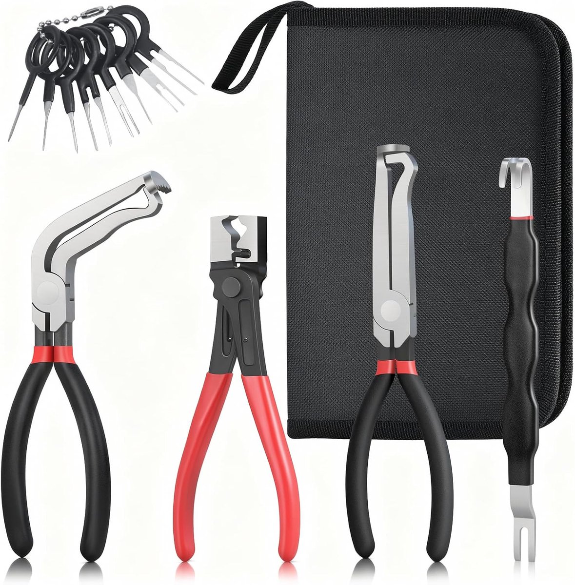 SnelShoppen - 4 Stuks Elektrische Scheidingstang Set | Auto-Stekkers Ontgrendelingsgereedschap met 60° Gehoekte Tang, Rechte Tang, Punttang en Verbind