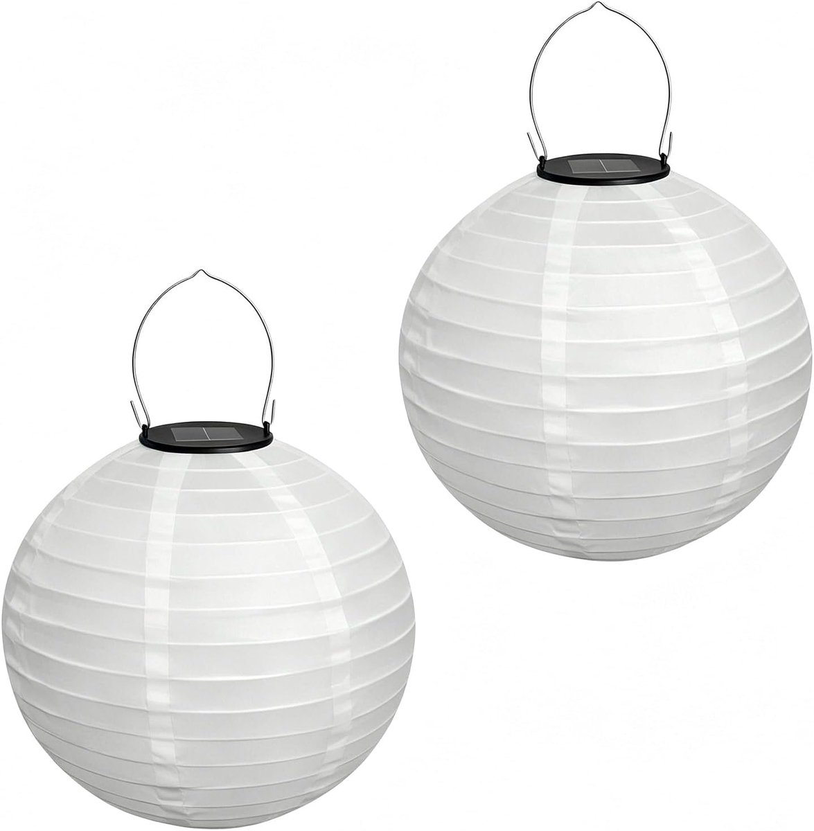 SnelShoppen - Lantaarns op zonne-energie voor buiten, 2 stuks, waterdichte LED-lantaarn, nylon, 25 cm, hangende tuinverlichting voor terras, binnenpla