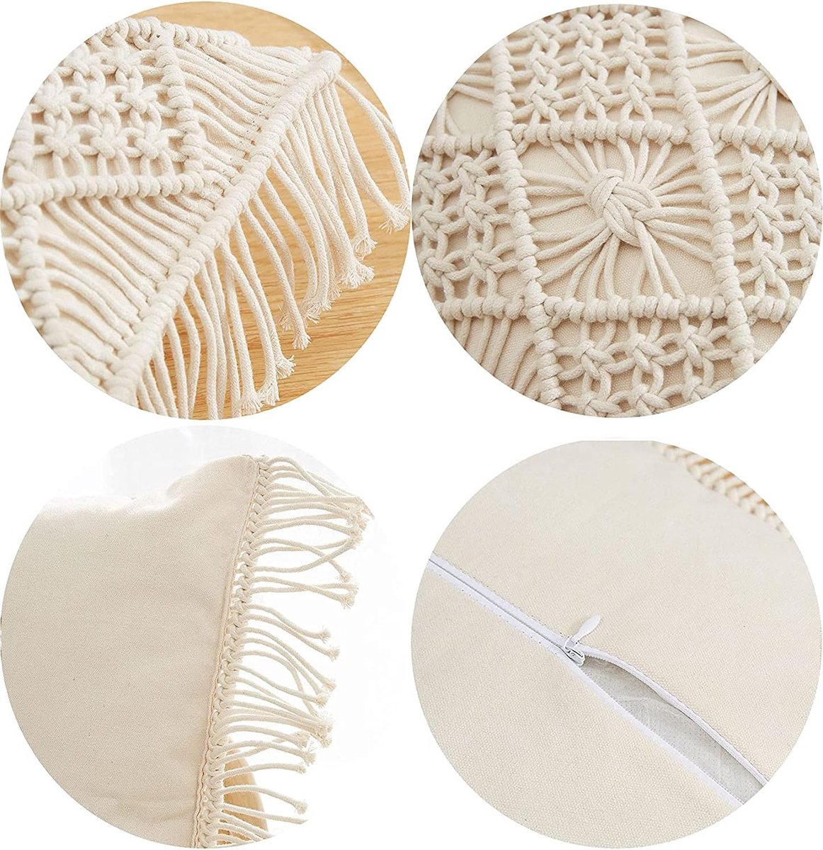 SnelShoppen - Decoratieve Kussensloop van Katoen met Touw Weaving, Sofakussen Kussenovertrek 30 x 50 cm, Zacht voor Slaapkamer en Woonkamer, Kussenove