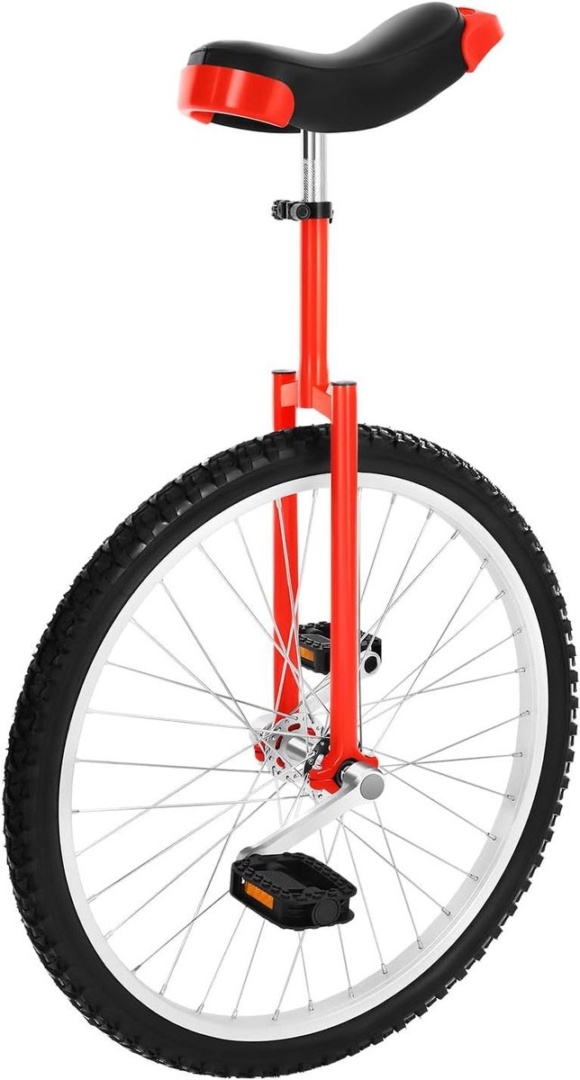 Eenwieler - Balanstraining fiets - Fitness en training - In hoogte verstelbaar - 24 inch wiel - Rood
