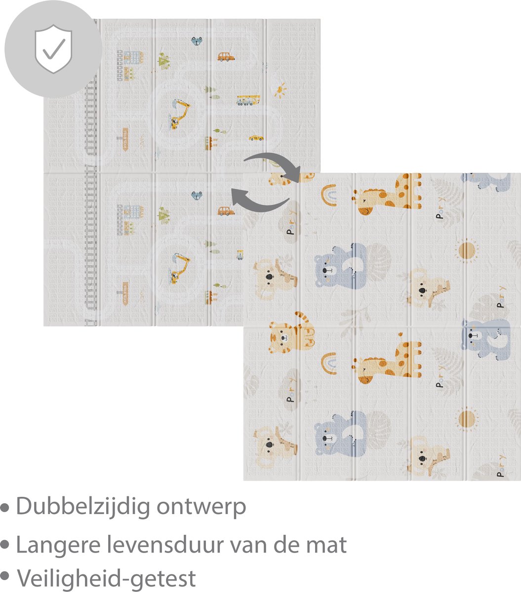 Liefjes & Co Speelmat Baby - Speelkleed Baby 180x200x1,5 cm – XPE Foam Speelkleed – Dubbelzijdige Opvouwbare Kruipmat thumbnail 3