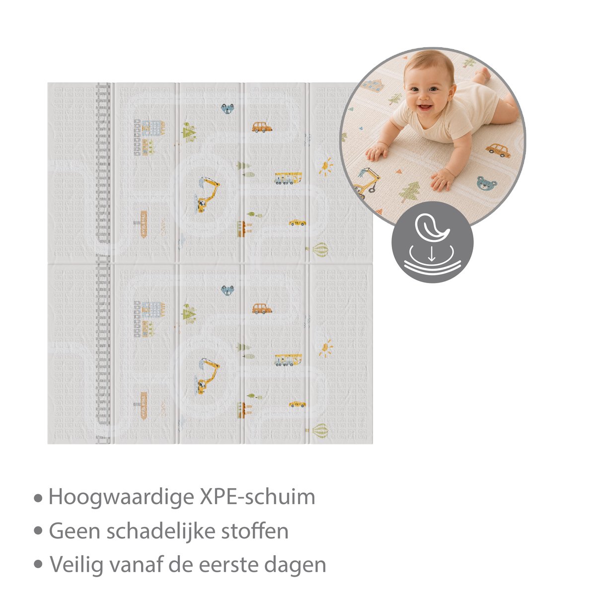 Liefjes & Co Speelmat Baby - Speelkleed Baby 180x200x1,5 cm – XPE Foam Speelkleed – Dubbelzijdige Opvouwbare Kruipmat thumbnail 2
