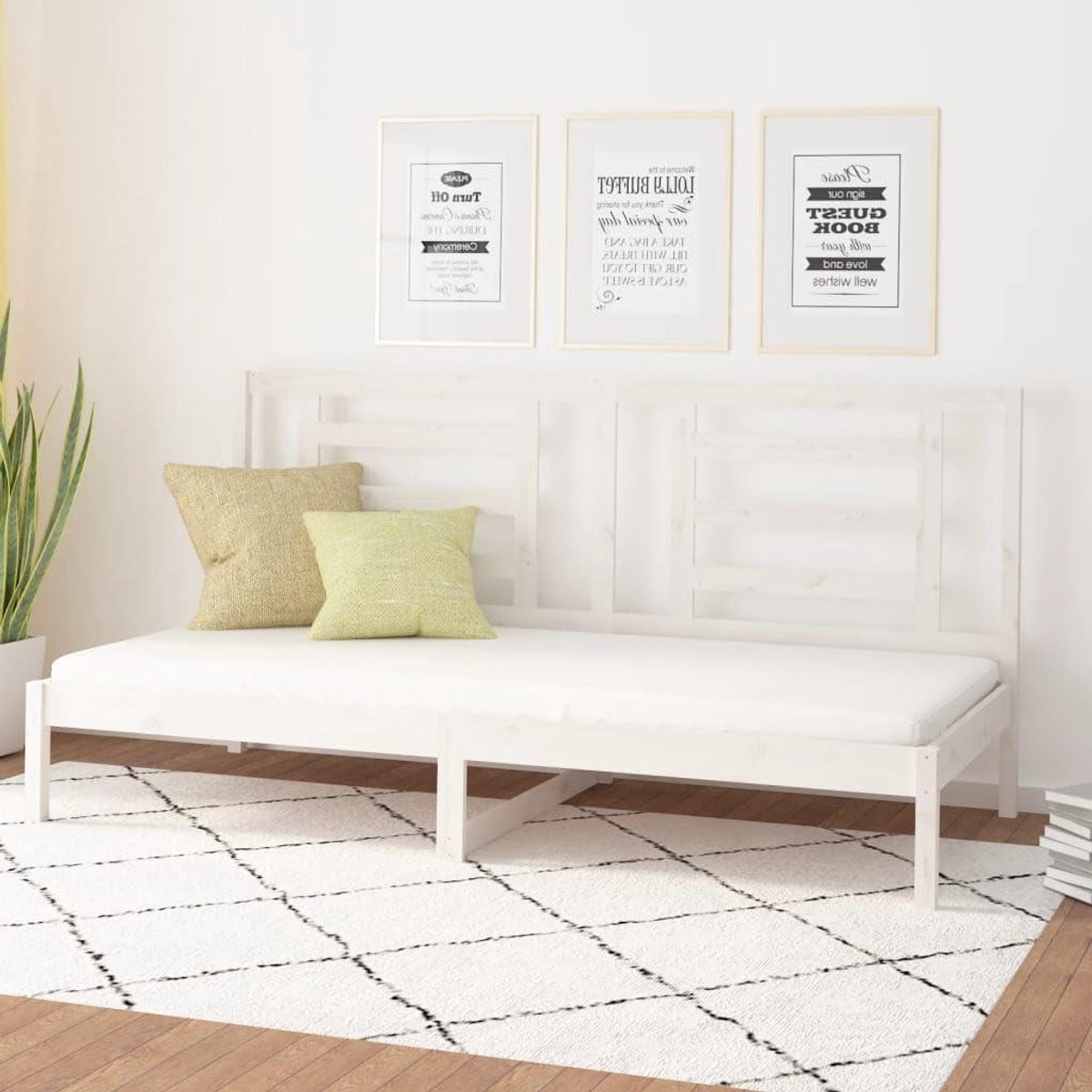 Houten Daybed - Gastenbed - Ontspannen Zitten - Massief Hout - 90x200 cm - Wit
