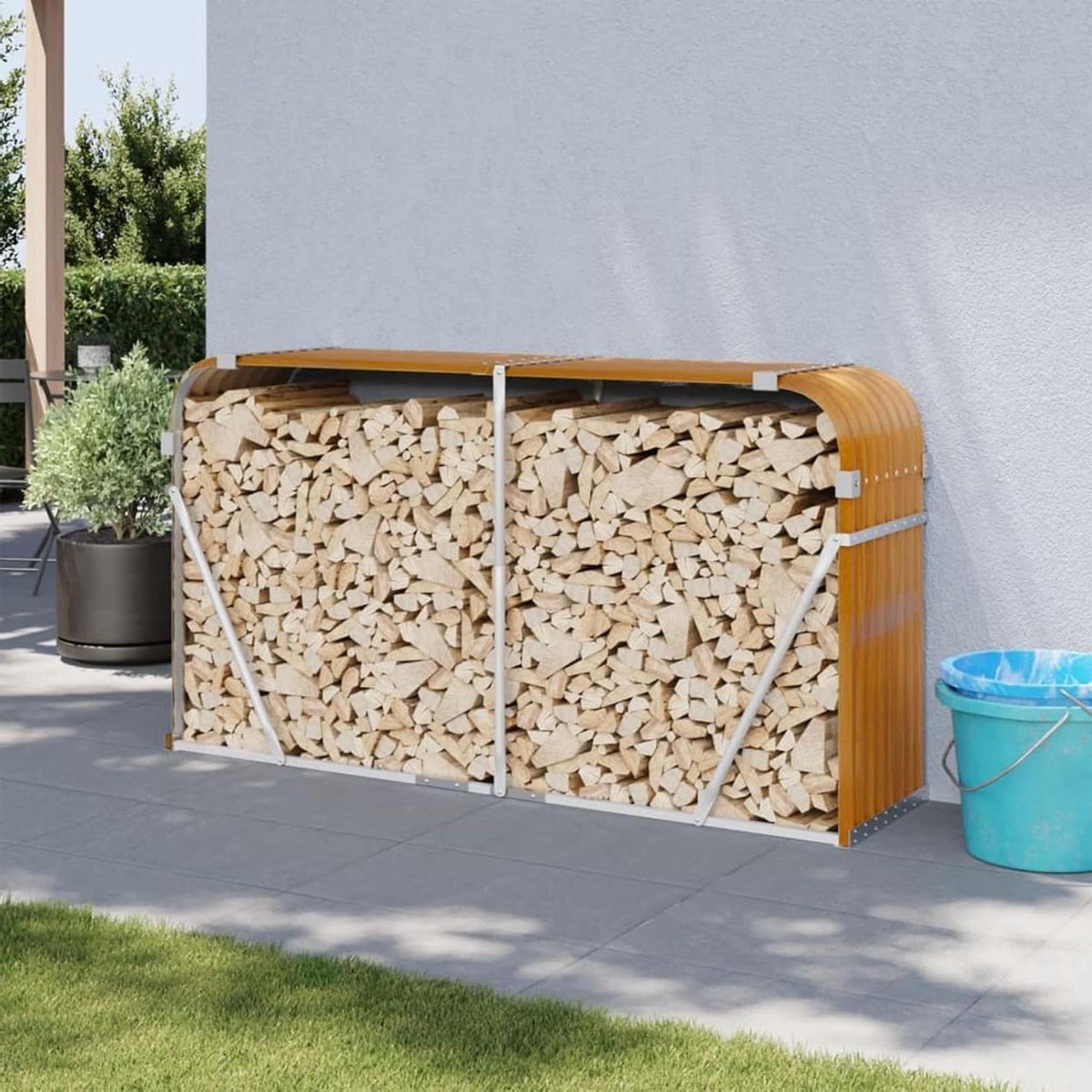 Haardhoutrek - Houtopslag - Buitenhaard - Ruimtebesparend ontwerp - 180 x 100 cm - Houtlook