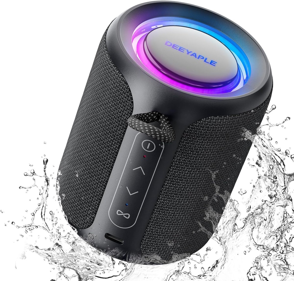 SnelShoppen - Draagbare Bluetooth luidspreker, 5,3 IPX7 waterdicht, draadloze stereo koppeling, RGB-licht, handsfree muziekbox voor buiten, camping, t