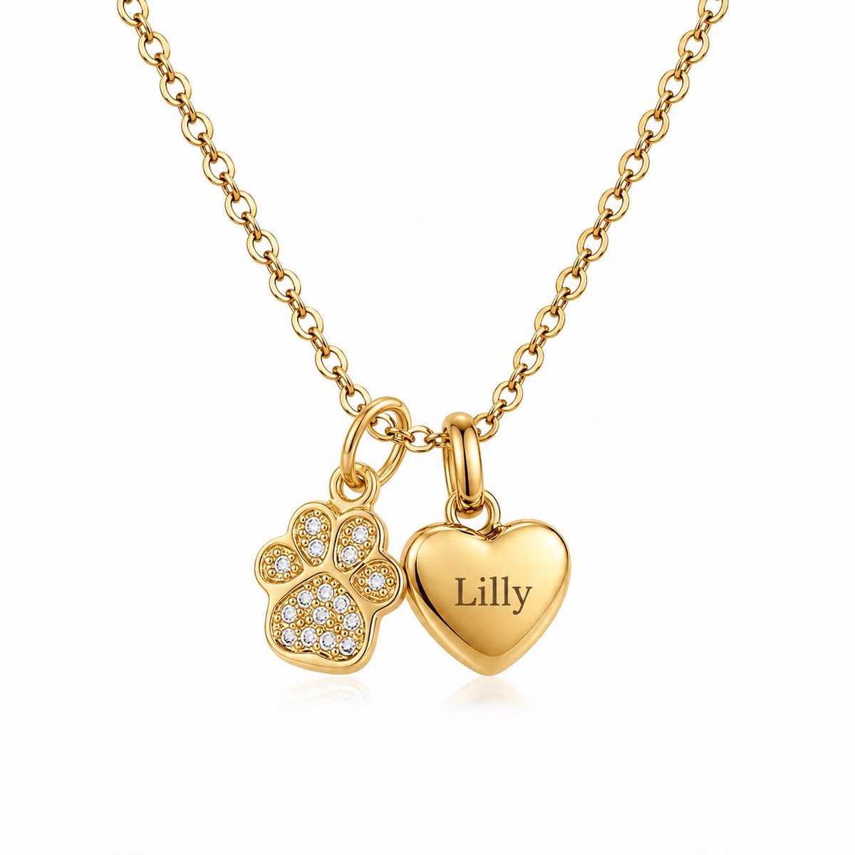 Ashanger Hart Hondenpoot met Stras | Stras Ashanger Hond | Ashanger Hart inclusief Graveren | Goud | Ashanger Hond | Petshop Seven